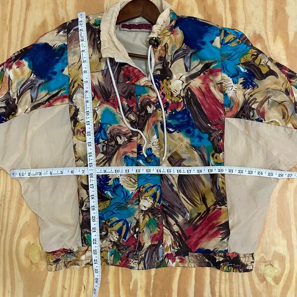 Vintage Braetan 80s Windbreaker Jacket Womens Size M Oversized Painterly* - Picture 5 of 12
